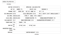 ECP4418T-4 Baldor AC Motors Nameplate