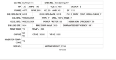 ECP4421T-4 Baldor AC Motors Nameplate