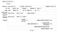 EM251352T-4 Baldor AC Motors Nameplate