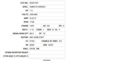 EM3154T Baldor AC Motors Nameplate