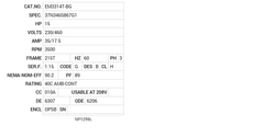 EM3314T-BG Baldor AC Motors Nameplate