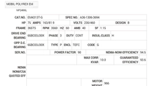 EM4313T-G Baldor AC Motors Nameplate