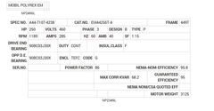 EM44256T-4 Baldor AC Motors Nameplate