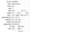 AEM3686-4 Baldor AC Motors Nameplate