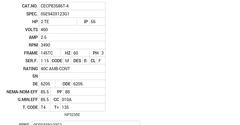 CECP83586T-4 Baldor AC Motors Nameplate
