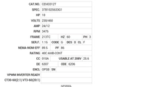 CEM3312T Baldor AC Motors Nameplate