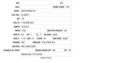 CL5007-I Baldor AC Motors Nameplate