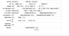ECP4400T-5 Baldor AC Motors Nameplate