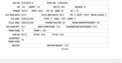 ECP4402T-4 Baldor AC Motors Nameplate