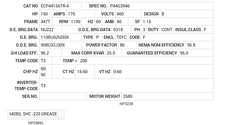 ECP44156TR-4 Baldor AC Motors Nameplate