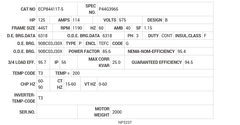 ECP84411T-5 Baldor AC Motors Nameplate