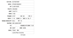 ECTM3768T Baldor AC Motors Nameplate