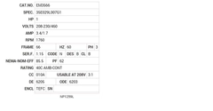 EM3566 Baldor AC Motors Nameplate