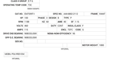 EM7599T-I Baldor AC Motors Nameplate