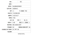 L5004A-C Baldor AC Motors Nameplate