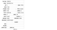 CD6218 Baldor DC Motors Nameplate