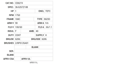 CD6219 Baldor DC Motors Nameplate