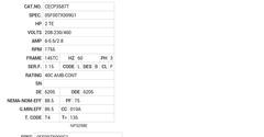 CECP3587T Baldor AC Motors Nameplate