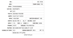 CEM7040T-I Baldor AC Motors Nameplate