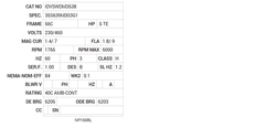 IDVSWDM3538 Baldor AC Motors Nameplate