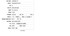 JMM3611T Baldor MISC Nameplate