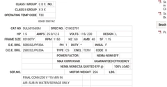 SUL50156SM Baldor AC Motors Nameplate