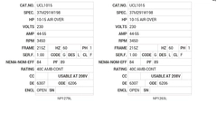UCL1015 Baldor AC Motors Nameplate