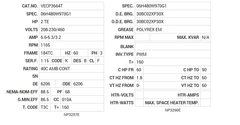 VECP3664T Baldor AC Motors Nameplate