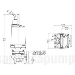 BGPH303DS 62170622 Barmesa Submersible Pump Dimensions