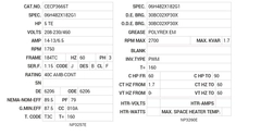 CECP3665T Baldor AC Motors Nameplate