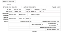 EM44252T-4 Baldor AC Motors Nameplate