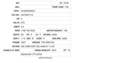 EM7042T-I-5 Baldor AC Motors Nameplate