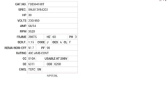 FDEM4108T Baldor AC Motors Nameplate