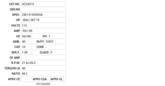 GC24313 Baldor AC Motors Nameplate