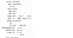 VLECP3660T Baldor AC Motors Nameplate