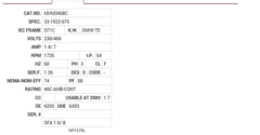 MVM3458C Baldor AC Motors Nameplate