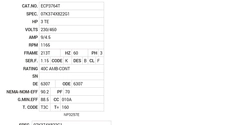 ECP3764T Baldor AC Motors Nameplate