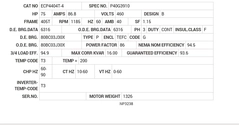 ECP4404T-4 Baldor AC Motors Nameplate