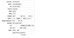 ECTM4103T Baldor AC Motors Nameplate