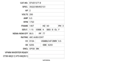 EFM3157T-8 Baldor AC Motors Nameplate