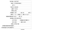EM3158T Baldor AC Motors Nameplate