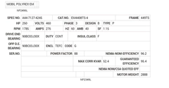 EM4408TS-4 Baldor AC Motors Nameplate
