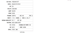 FDEM4107T Baldor AC Motors Nameplate