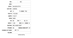 L5003A Baldor AC Motors Nameplate