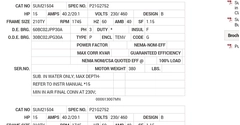 SUM21504 Baldor AC Motors Nameplate