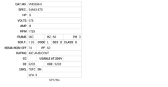 VM3538-5 Baldor AC Motors Nameplate
