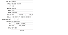 M1504T Baldor AC Motors Nameplate