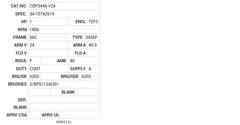 CDP3445-V24 Baldor DC Motors Nameplate