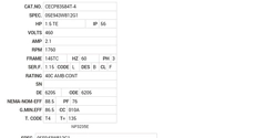 CECP83584T-4 Baldor AC Motors Nameplate