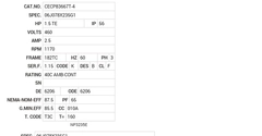 CECP83667T-4 Baldor AC Motors Nameplate